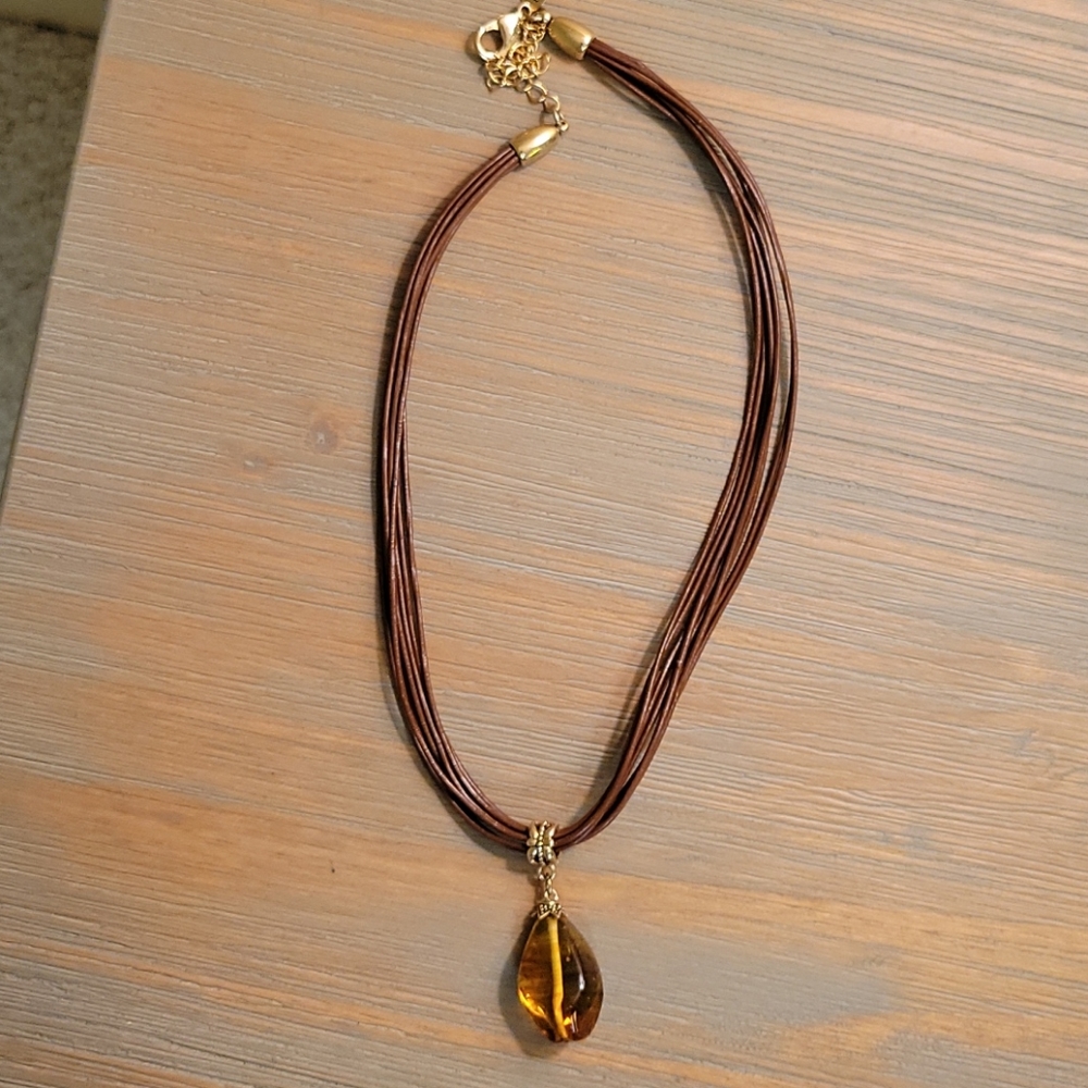 Lia Sophia Amber Pendant Necklace